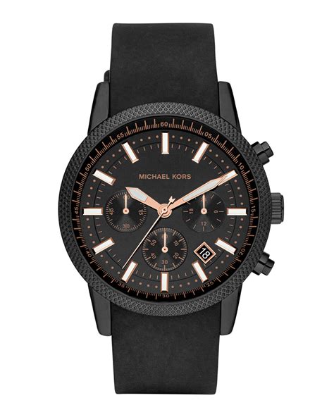 michael kors men black watch|Michael Kors black silicone watch.